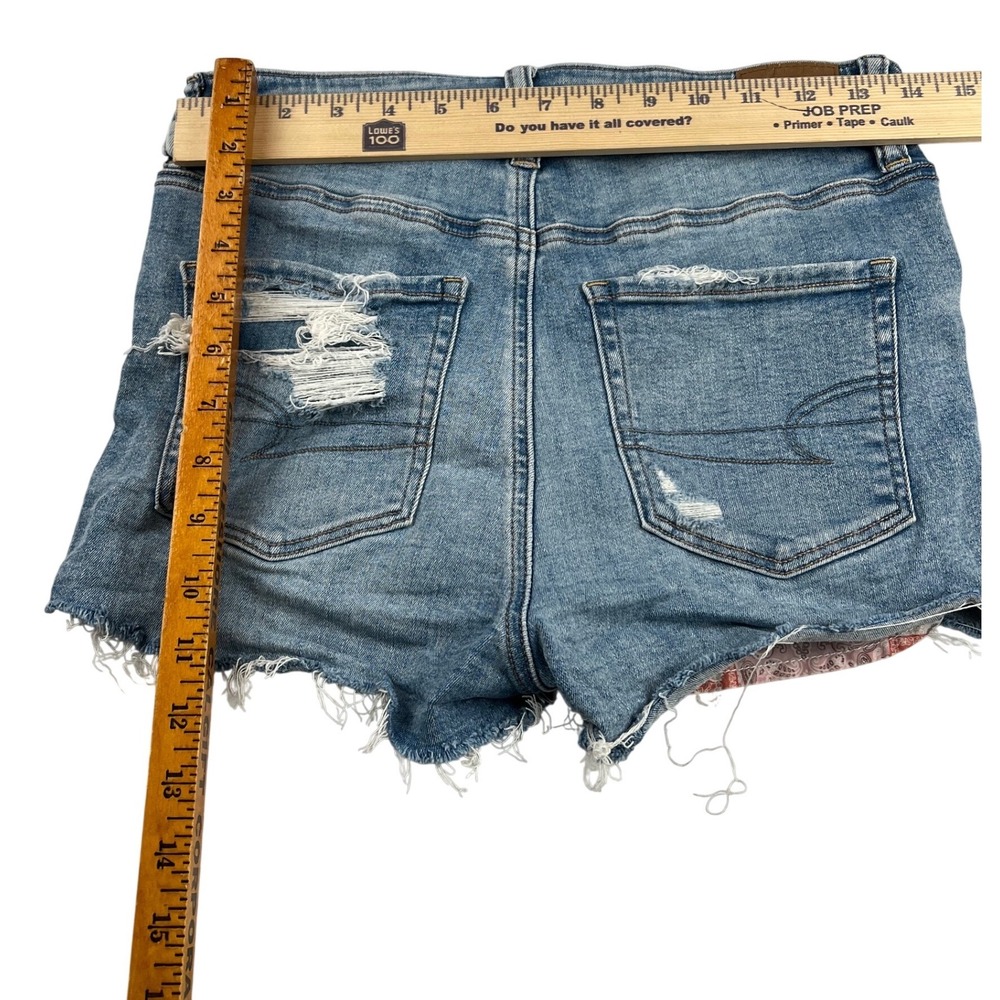 American Eagle Hi-Rise Distressed Paisley Bandana festival Streetwear boho short - Picture 6 of 7